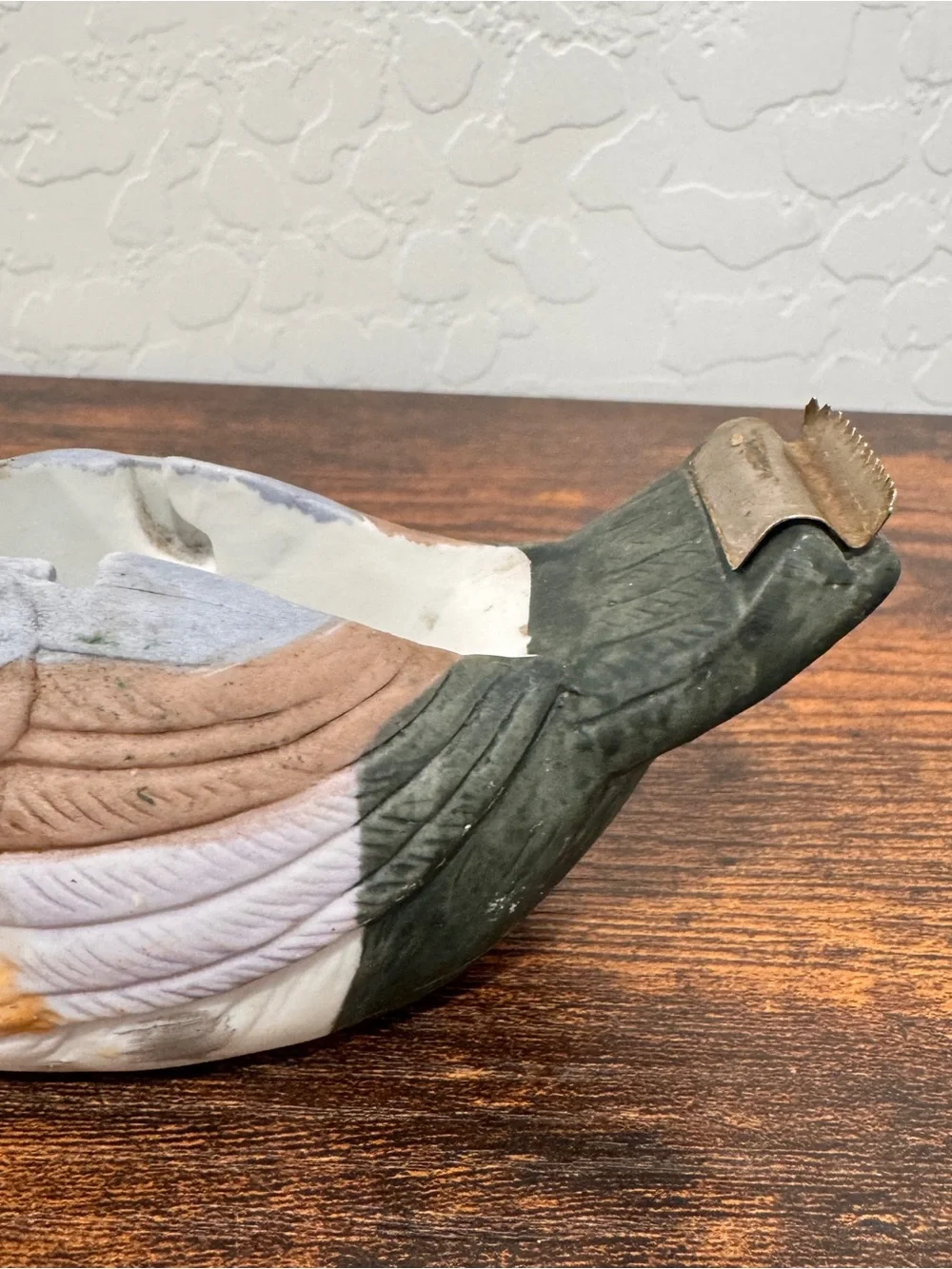Vintage Mallard Duck Ceramic Tape Dispenser 6” Outdoor Decoy Home Office